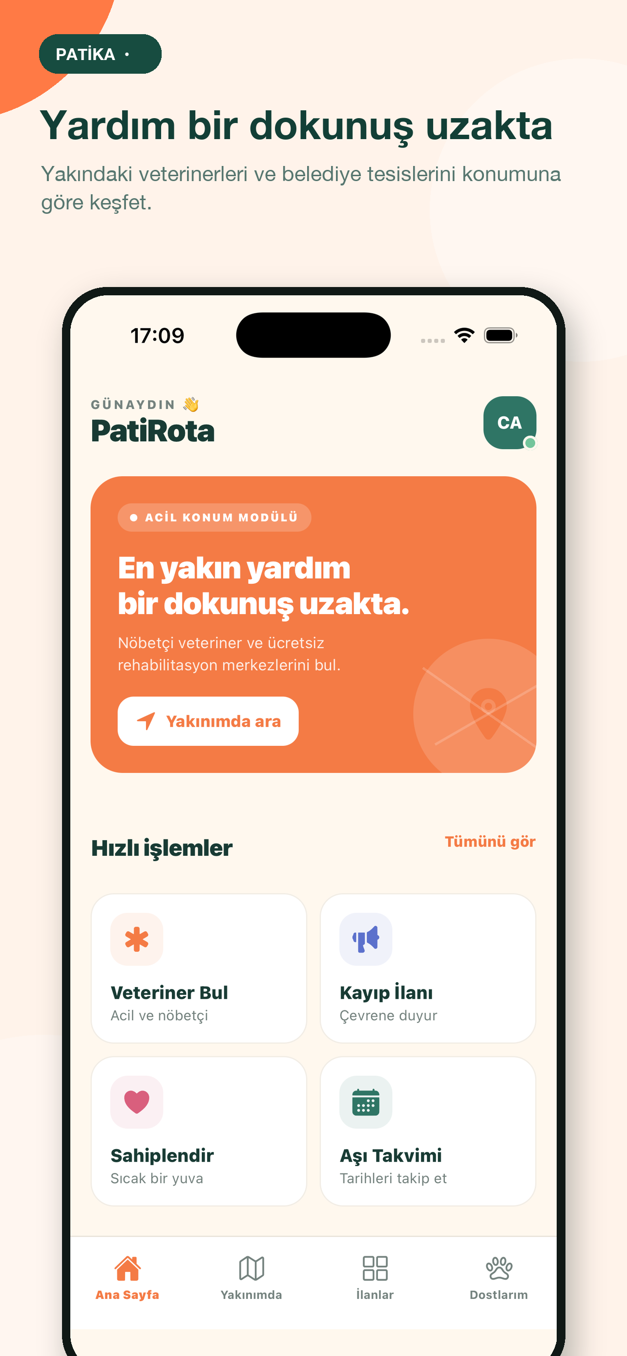 Patika uygulama içi ekranı 1