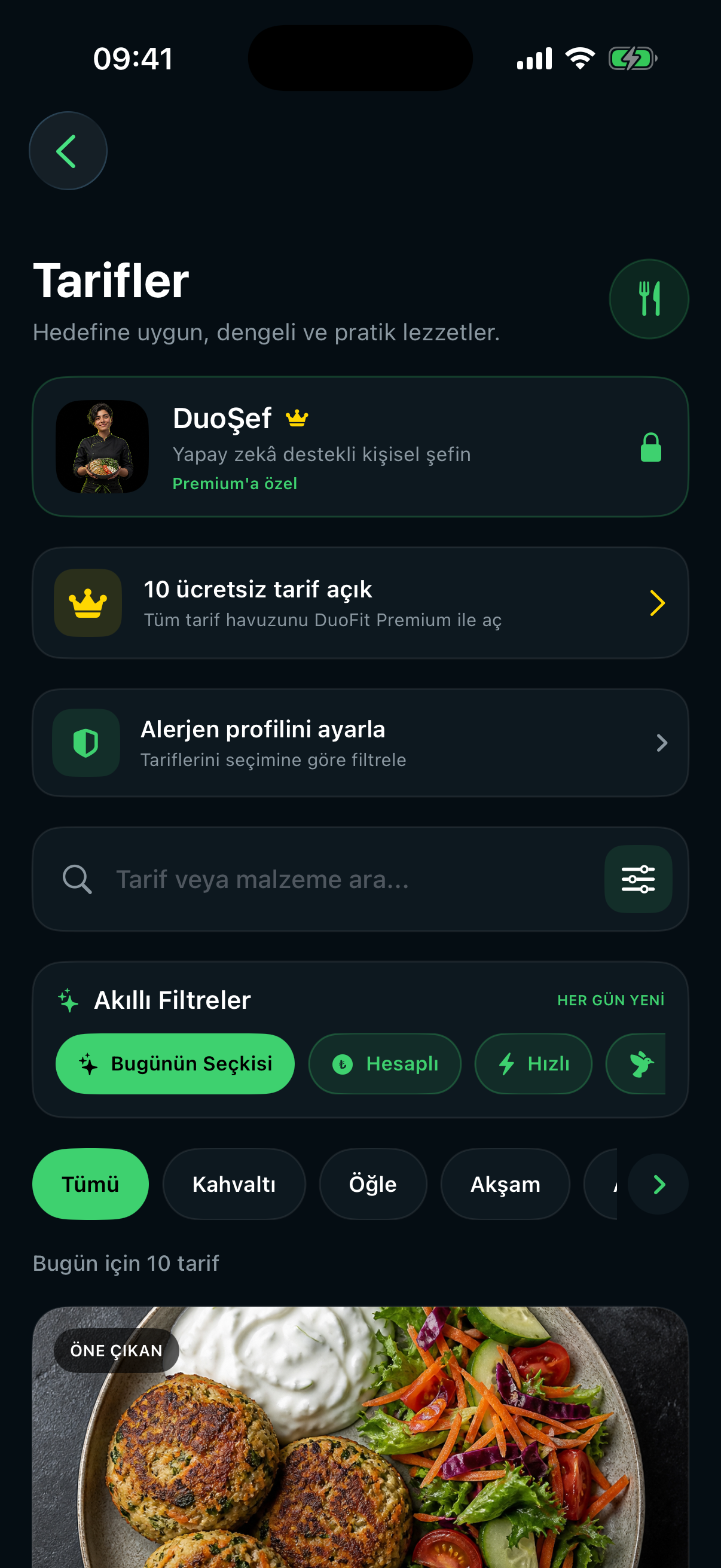 DuoFit Fit mutfak ekranı